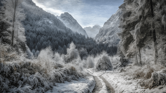 奥地利阿尔卑斯山的雪覆盖道路清除寒冷的冬天