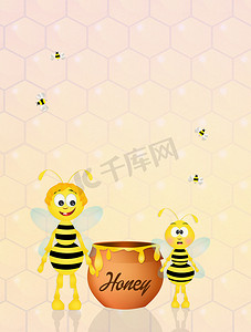 有趣的蜜蜂加蜂蜜