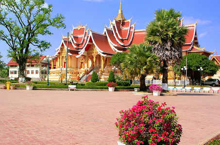 老挝万象 Pha That Luang 建筑群的寺庙