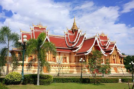 老挝万象 Pha That Luang 建筑群的寺庙