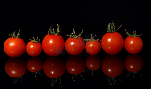 国画西红柿摄影照片_七个红番茄
