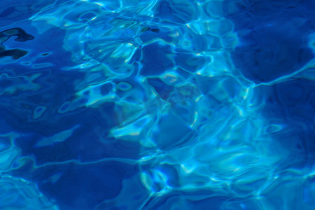 深蓝色蓝色摄影照片_波浪水面蓝色抽象背景