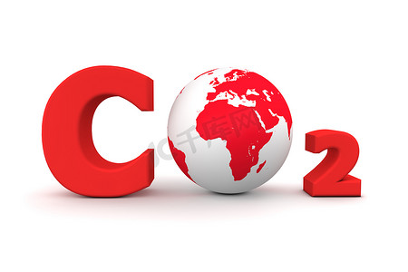 全球二氧化碳 CO2 - 红色