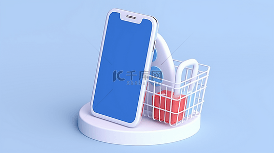 手机购物背景图片_3D手机购物电商促销