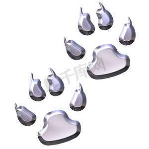 3D银色动物脚印
