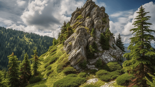 夏季山脊上的巨石喀尔巴阡山科霍诺拉武哈季卡明杰乌克兰