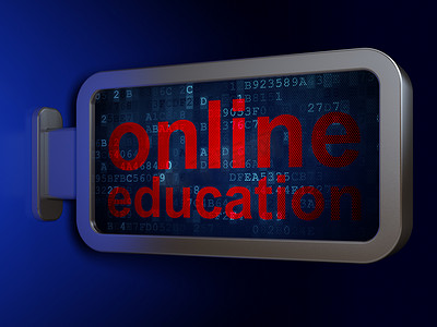 教育理念： 广告牌背景上的在线教育