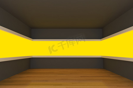 有黄色轻的架子的空的室