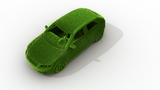 绿氢能源摄影照片_绿草车