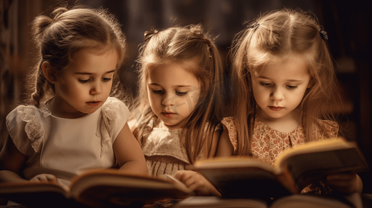 儿童小女孩教育形象手持书本学习