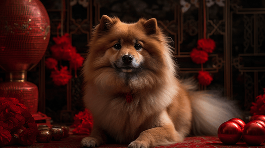 春节狗摄影照片_新年狗的照片