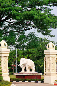 大象装饰雕像，万象，老挝