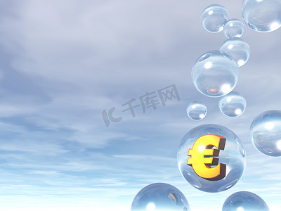透明水泡摄影照片_欧元