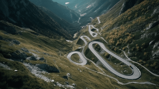 意大利阿尔卑斯山蜿蜒的高山公路