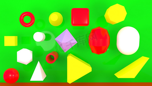 具有彩色 3d 渲染图像的几何抽象背景