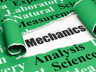 科学概念：在被撕破的纸片下的黑文本力学
