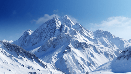 鹿晗壁纸摄影照片_白天蓝天下白雪覆盖的巍巍山脉