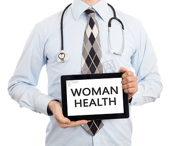 拿平板摄影照片_医生拿着平板电脑-女性健康