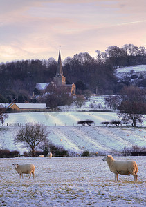 冬天的农田摄影照片_冬天的科茨沃尔德乡村