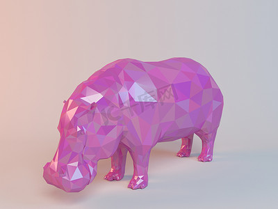 3D粉色低聚（河马）