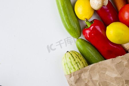 五颜六色的蔬菜混合、配料和生有机素食，复制粘贴空间