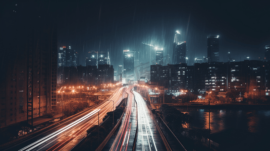 一张城市夜景的模糊照片