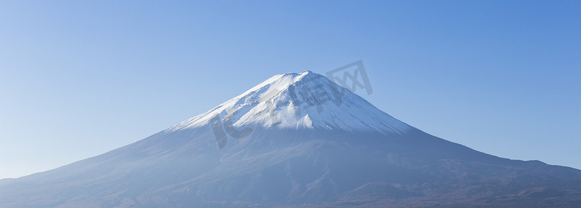 秋天日本摄影照片_从河口湖看富士山全景 山梨 日本