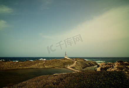 米克诺斯岛摄影照片_法瓦特里克斯角灯塔