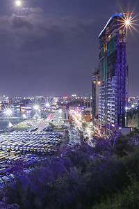 泰国夜景摄影照片_泰国芭堤雅湾夜景