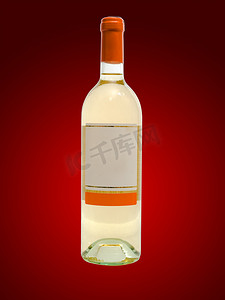 白葡萄酒瓶摄影照片_反对红色的白葡萄酒瓶