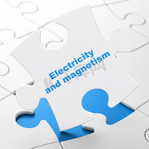 电力学校摄影照片_科学概念： 电力和磁力拼图背景