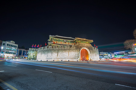 城堡垒摄影照片_韩国水原的华城要塞