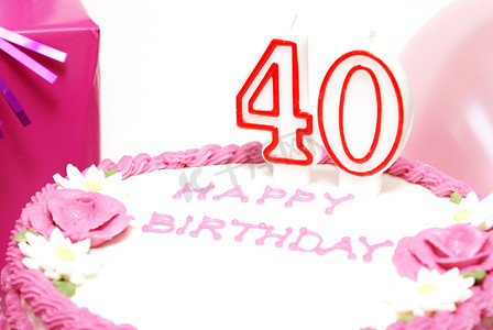 生日快乐庆祝蛋糕摄影照片_40 岁生日快乐