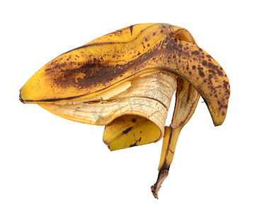 皮肤斑点摄影照片_丢弃的有斑点的烂熟香蕉皮