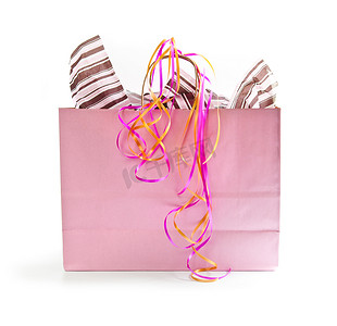 粉色袋子摄影照片_粉色购物袋