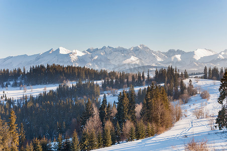 塔特拉山的冬季景观