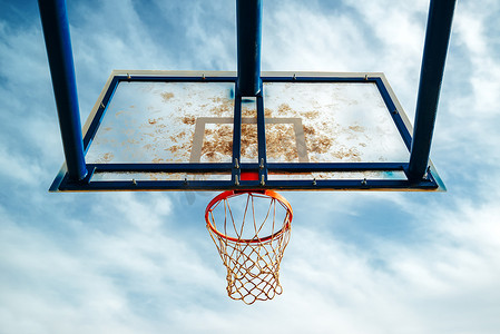 室外球场带篮筐的有机玻璃街头篮球板