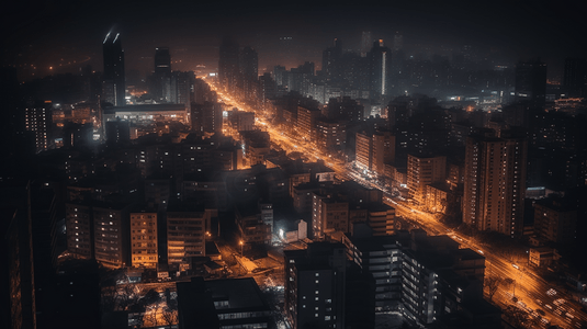 一张城市夜景的模糊照片
