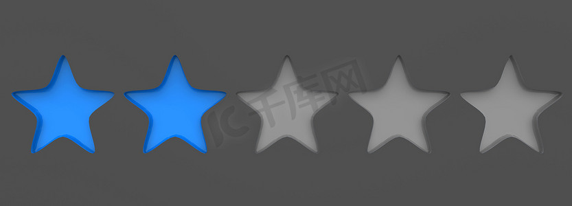 3d 彩色背景上的两个蓝色星。