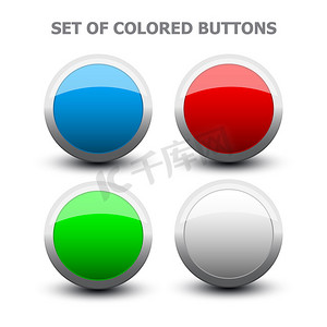 彩色矢量图标摄影照片_一组彩色按钮