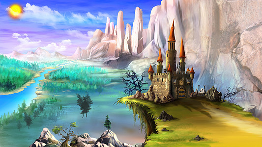 山中的童话城堡插图