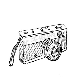 划痕线条摄影照片_老式 35 毫米单反胶片相机绘图