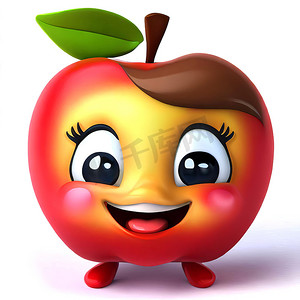 微笑苹果的可爱卡通 3d 角色