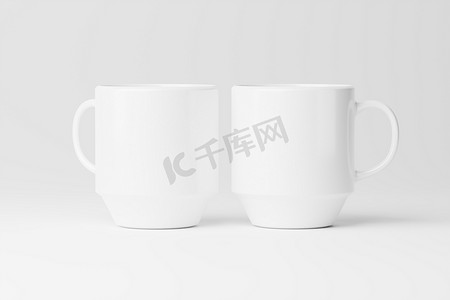 3早餐摄影照片_陶瓷杯咖啡茶白色空白 3D 渲染样机