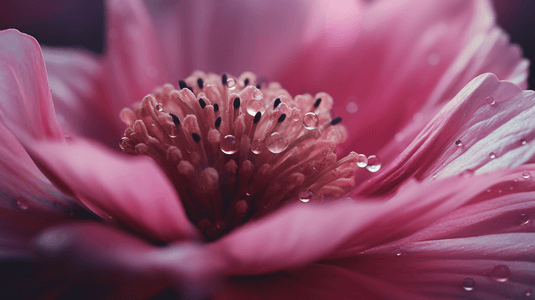 治愈插画摄影照片_粉色花朵花瓣花蕊特写插画