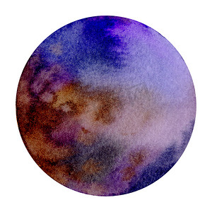 紫色抽象水彩手绘为文本消息背景的圆形。