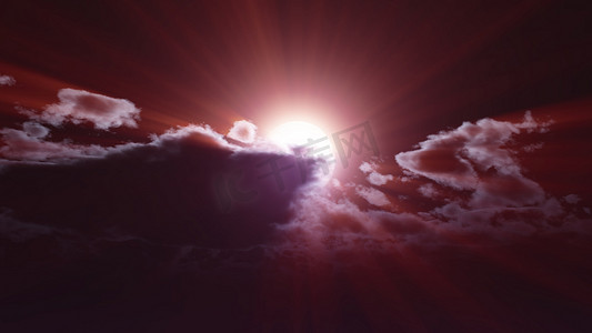 午夜的月亮摄影照片_满月在夜空云层中，插图