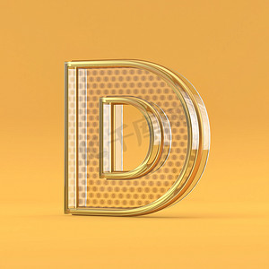 金线和玻璃字体字母 D 3D