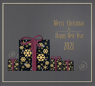 新年金色海报摄影照片_奢华圣诞及29021新年贺卡