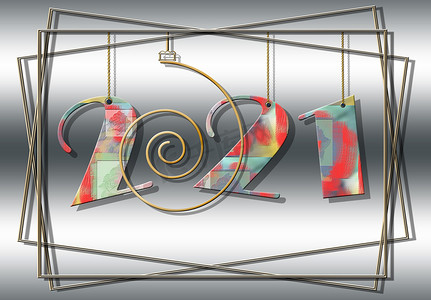 新年元素新年海报摄影照片_2021年新年快乐横幅